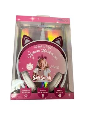 Gabba Goods Pink Light Up Unicorn Over-Ear Headphones - Safe Sounds
